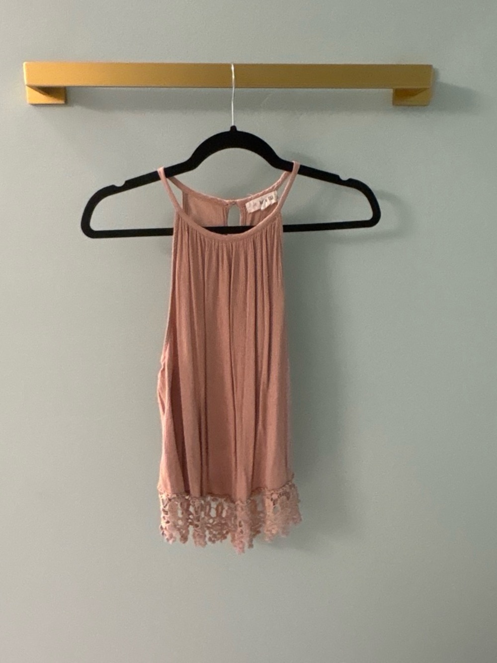 Active USA Dusty Rose Lace-Hem Halter Cami